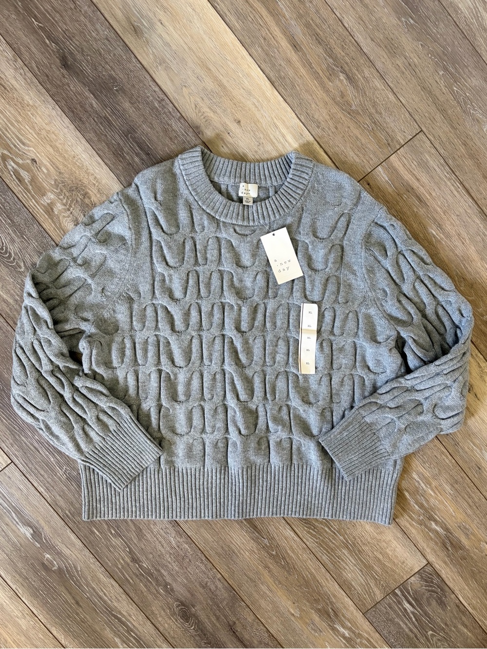 A New Day Gray Ribbed Crewneck Sweater